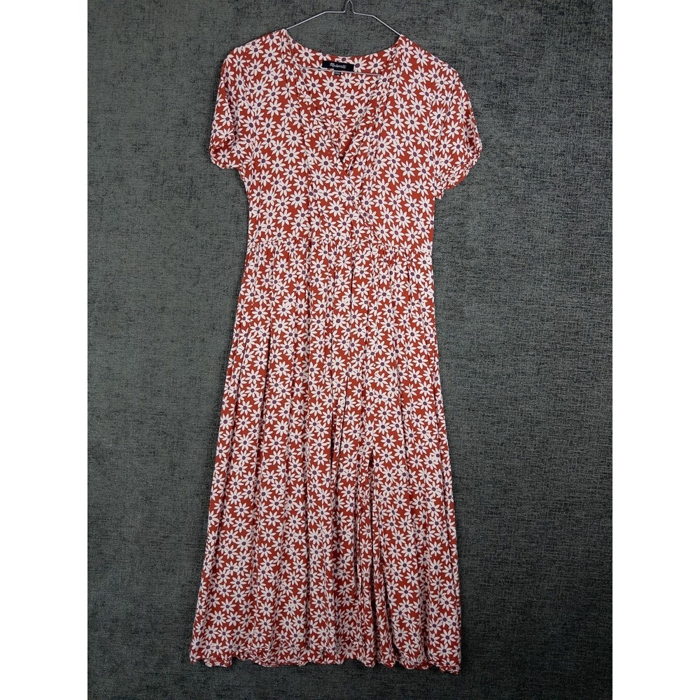 Madewell Clara Midi Dress Womens 2XS Floral Prairie Tiered Ruffle V Neck